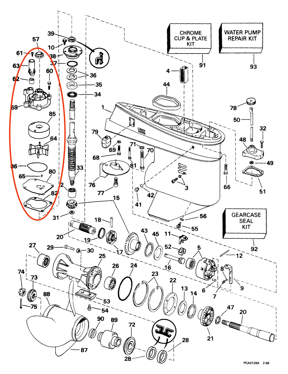Outboard Water Pump Repair Kit for Evinrude Johnson 60-75 HP (432955)