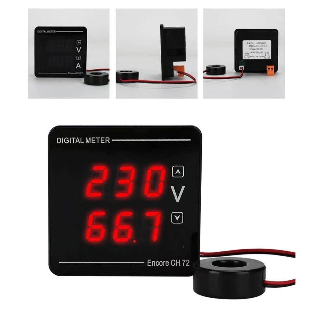 Digital LED Voltage Current Frequency Meter Tester AC 50-500V 0-100A