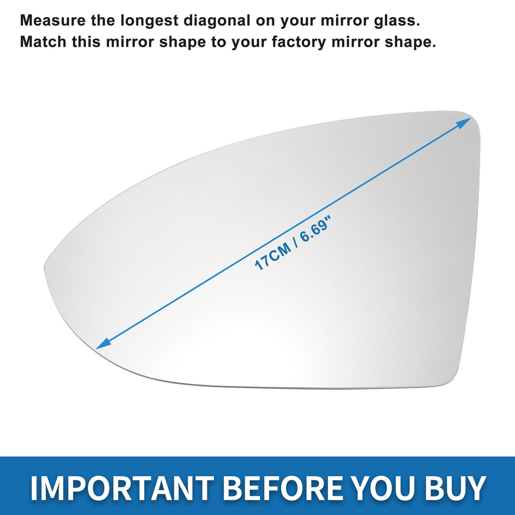 Heated Left Side Mirror Glass Replacement for Volkswagen Golf MK7 (2013–2020)