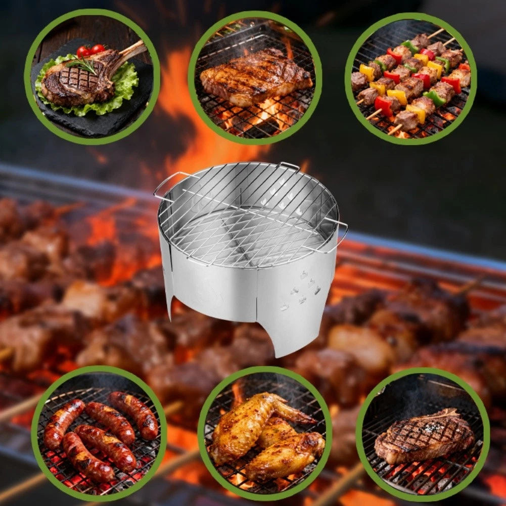 Portable Stainless Steel Charcoal Stove and Campfire Grill Set
