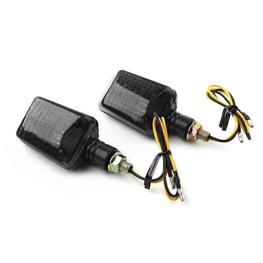 Pair Motorcycle 8mm Amber Bulb Turn Signal Indicator Lights Black Universal 12V