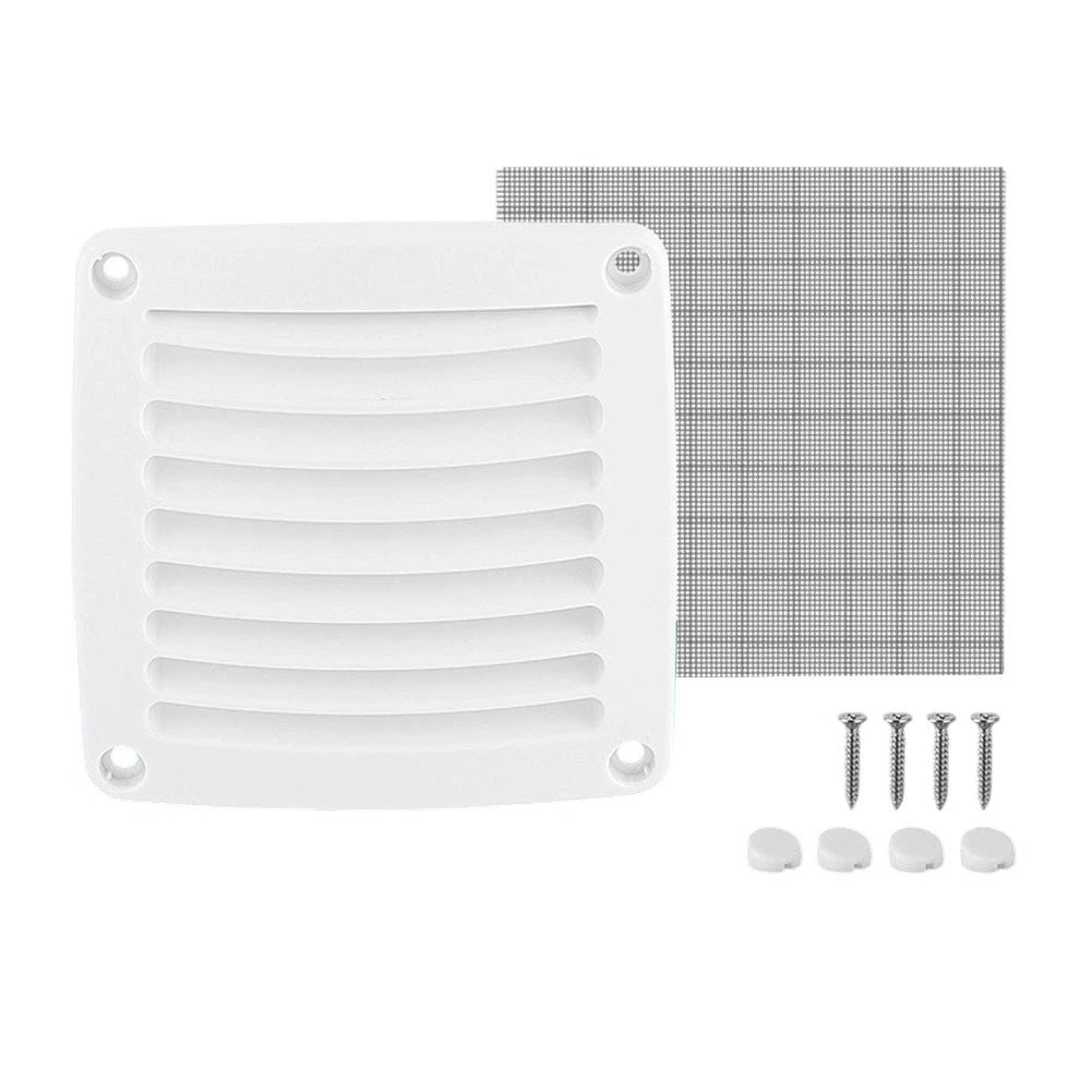 Square Louvered Air Vent Grille Cover for RV Boat (White ABS)
