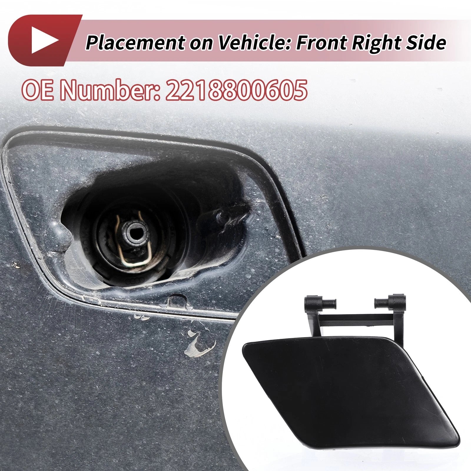 Front Right Bumper Headlight Washer Nozzle Cover Cap for Mercedes-Benz S600 (2014–2017)