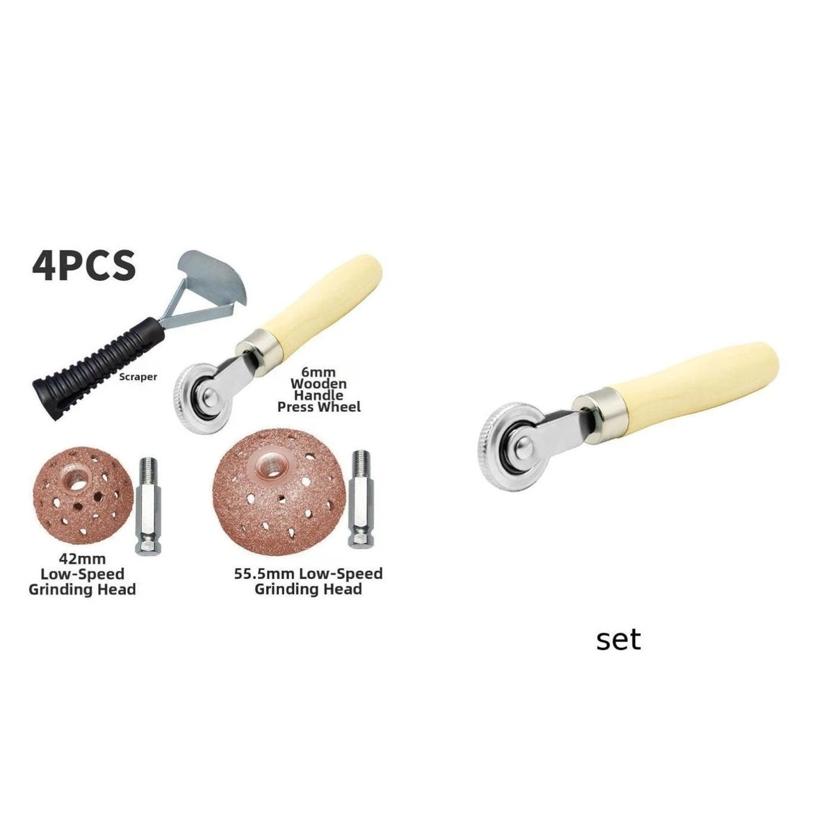 Compact Tire Repair Kit for Universal Use (415g) - 2 Bowl Rasps, 1 Stitch Roller, 1 Scraper