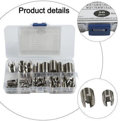 50PC Stainless Steel Inserts for M3 M5 M6 M8 M10 M12 Thread Repair