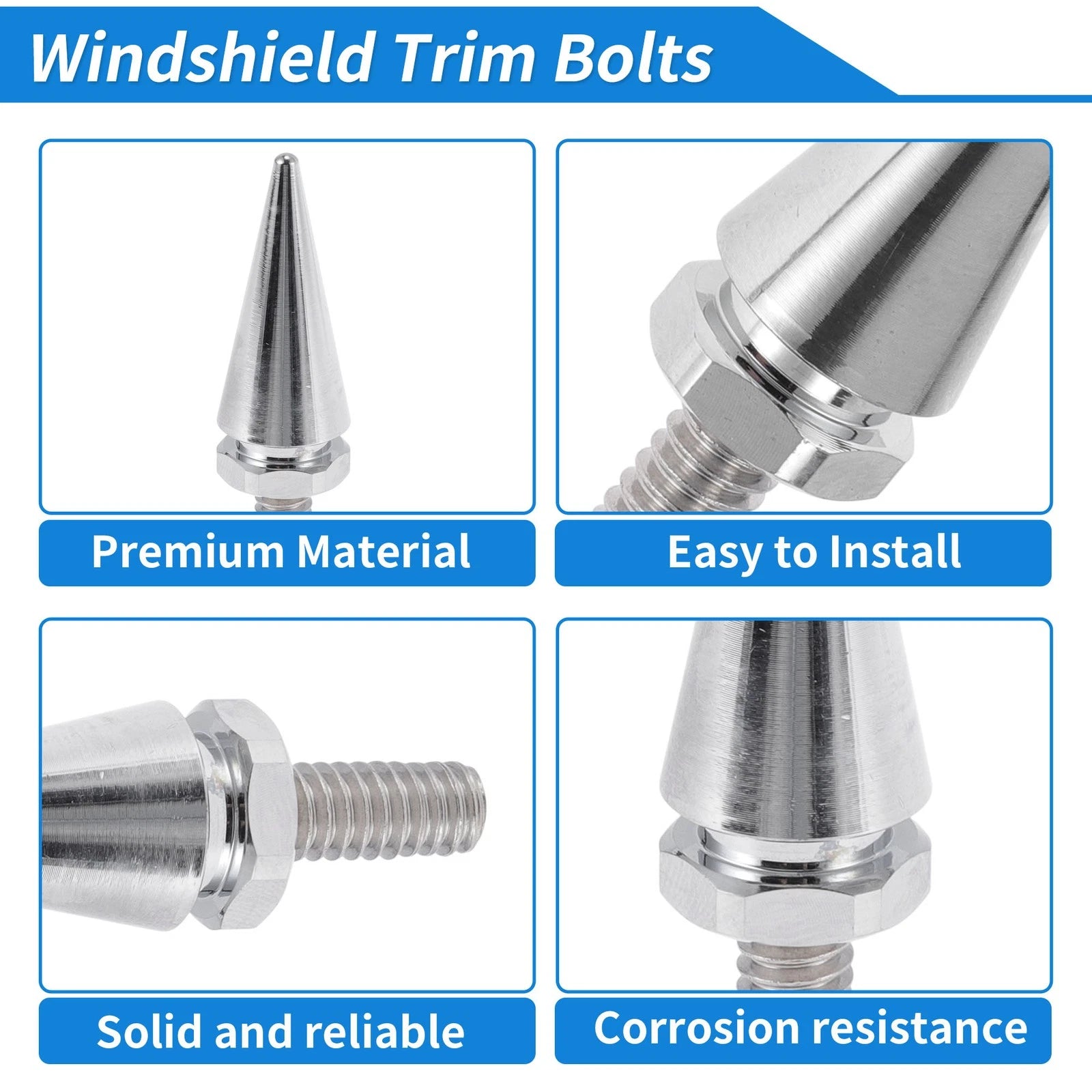 Windshield Bolts for Harley Davidson Street Glide (1996–2013) Electroplated