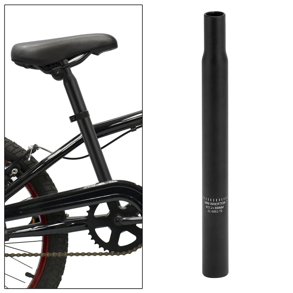 Aluminum Bicycle Seat Post 27.2x300mm Replacement for Seat Tube Black (—)