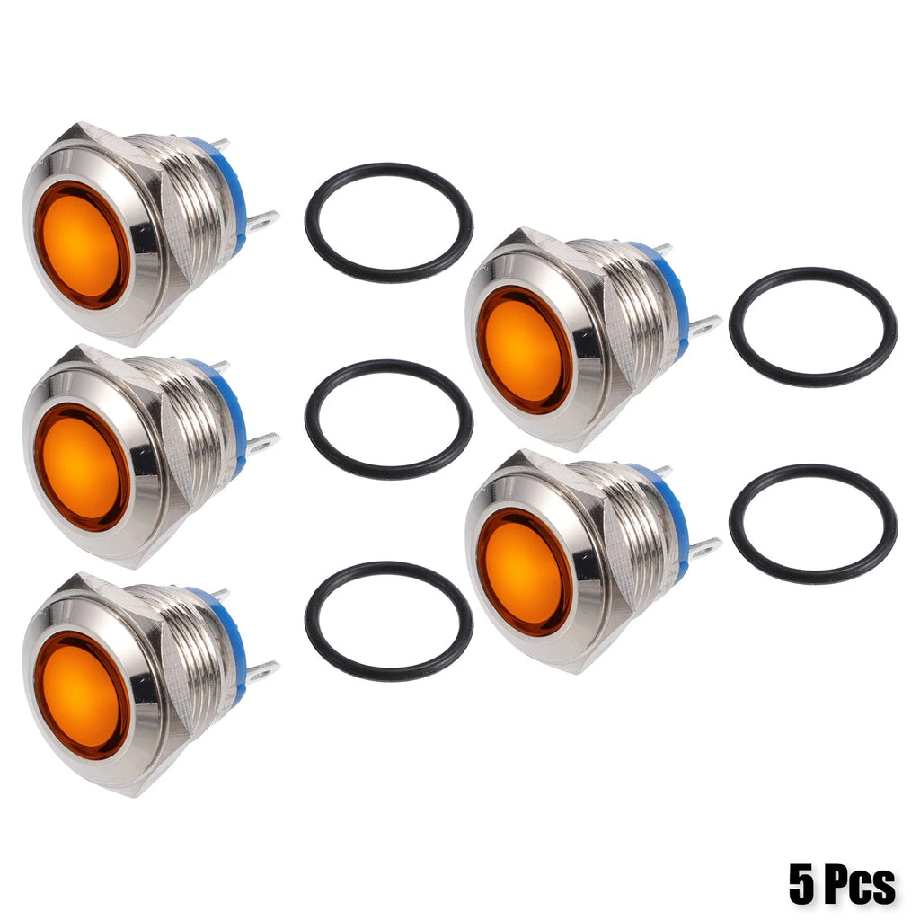 5Pcs 16mm LED Waterproof Pilot Indicator Signal Light for Universal