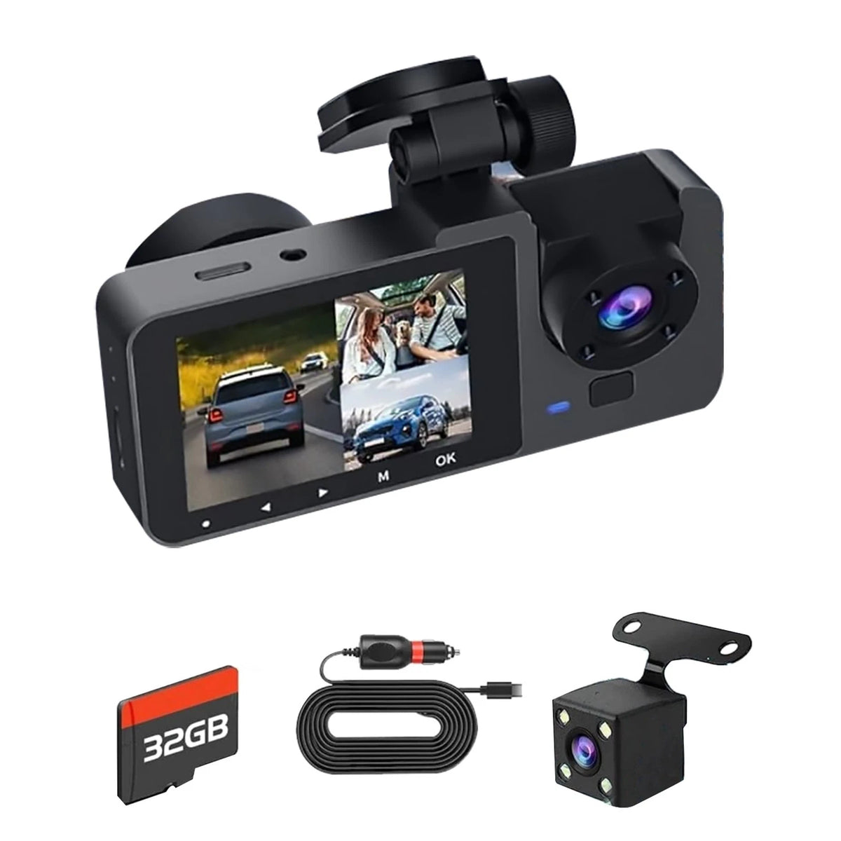 Front and Rear Dash Cam for Car (WiFi, 150°, 32GB Card)