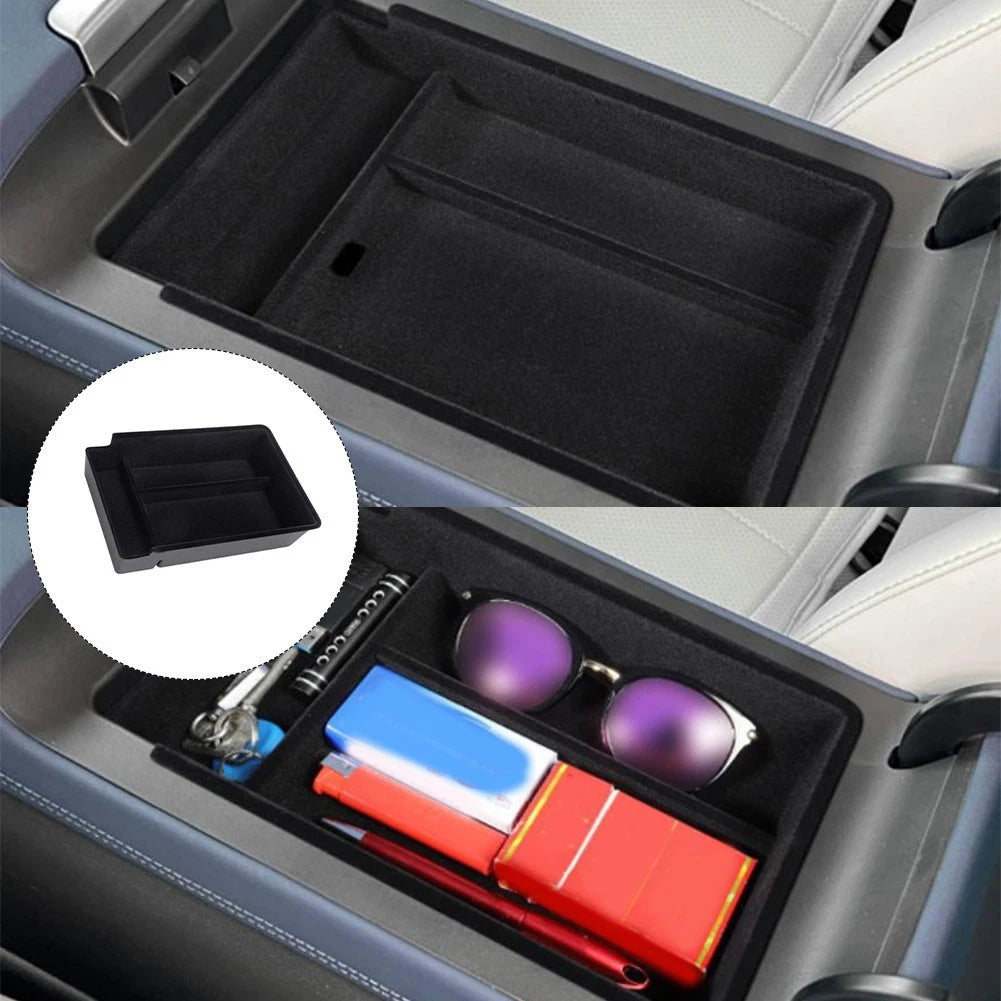 Flocked Liner Armrest Storage Box Flocked Material Multiple Compartments