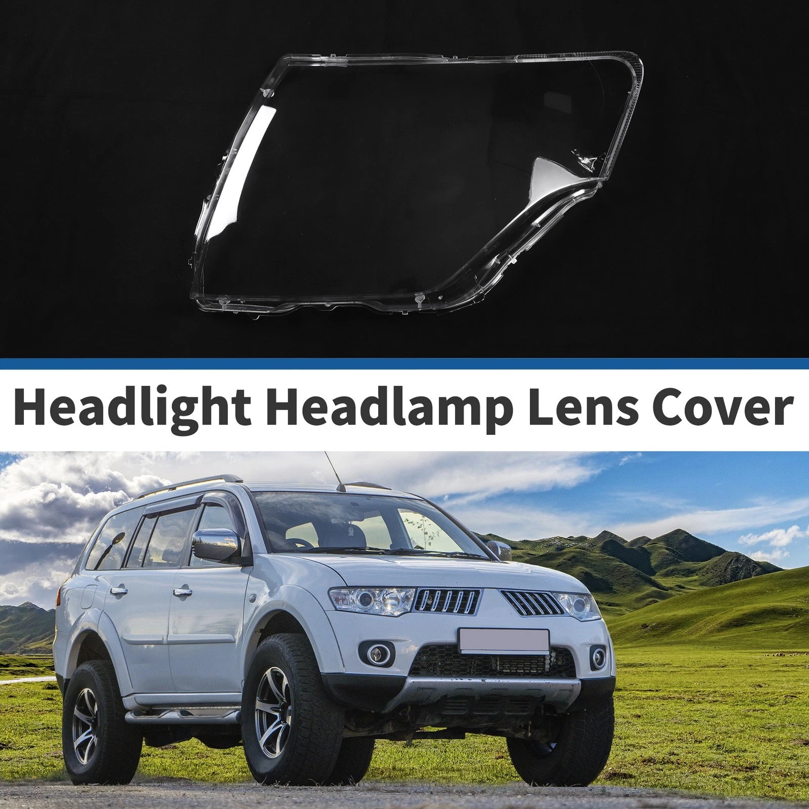 Headlight Lens Cover Front Left Replacement for Mitsubishi Pajero (2007–2018)