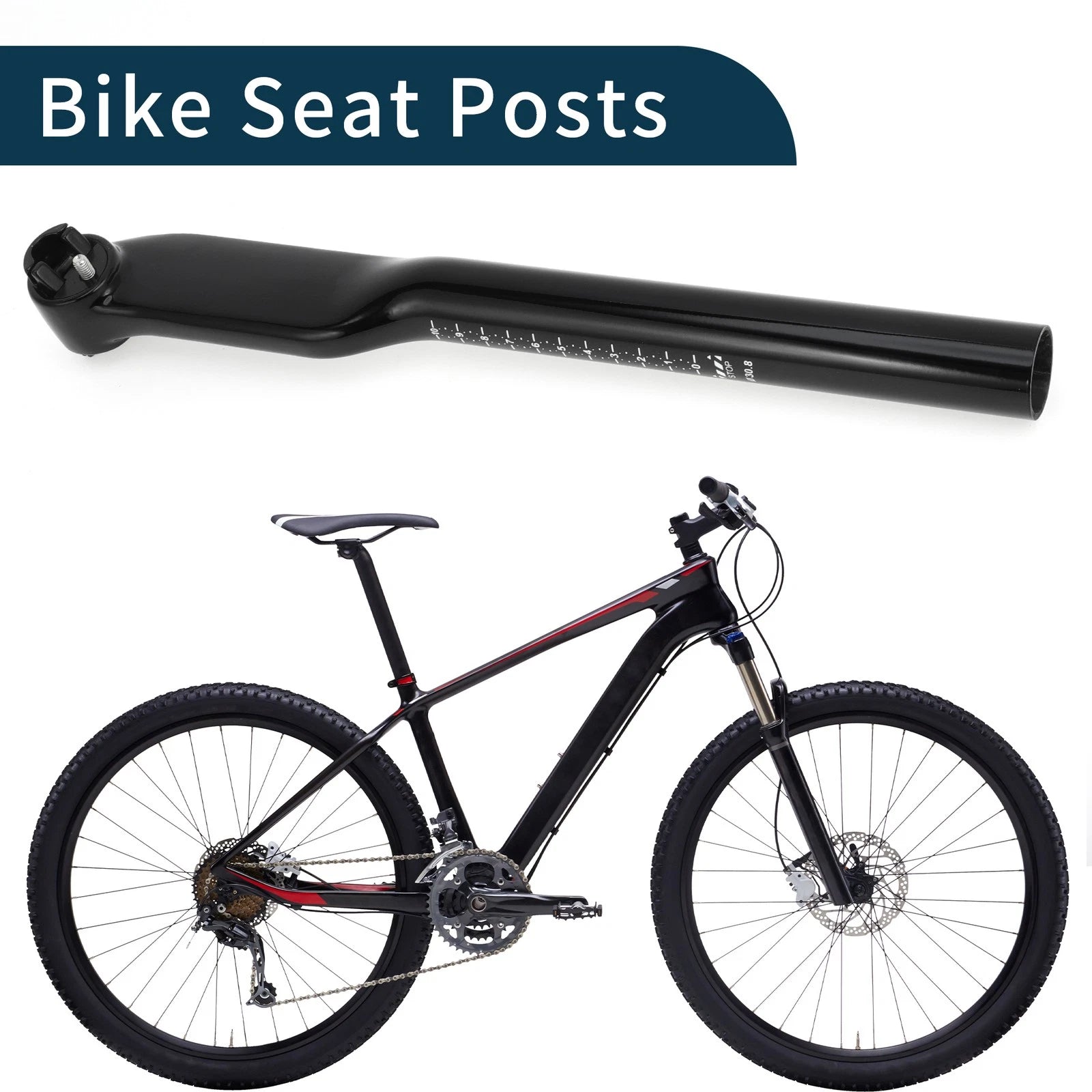 Bike Seat Post 30.8x350mm Replacement Height Adjustable for Universal Bikes