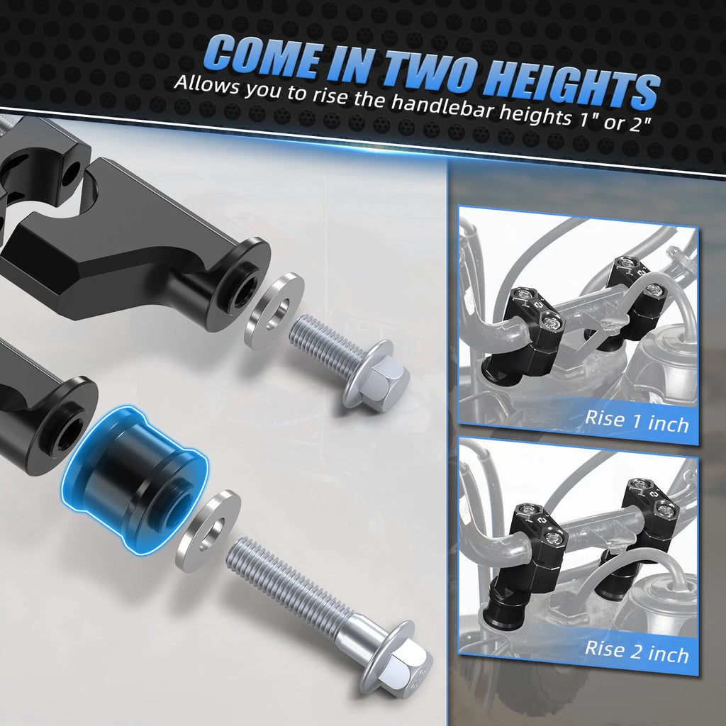 2" Handlebar Riser Clamps for Honda TRX450R/TRX450ER (2006–2014) Black