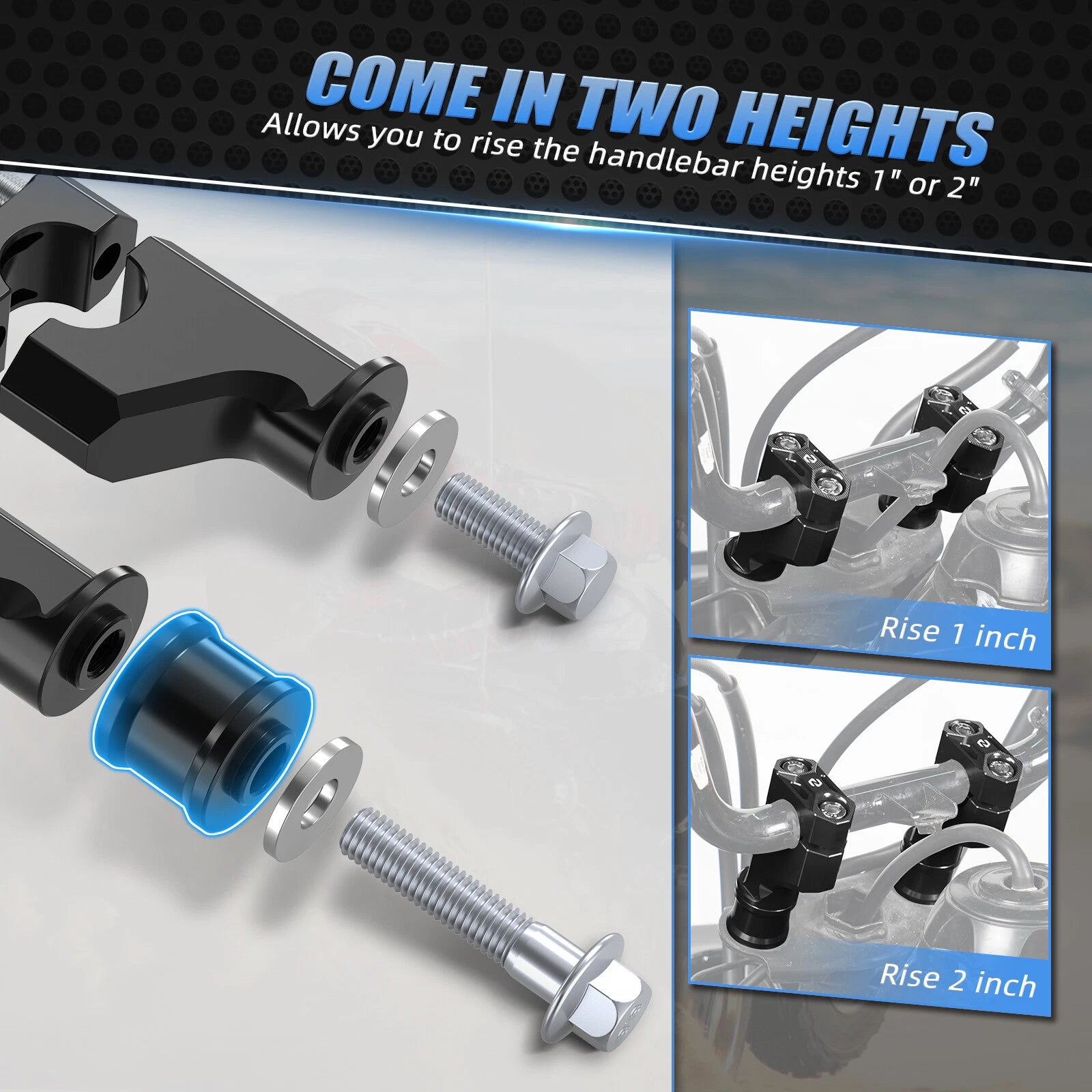 2" Handlebar Riser Clamps for Honda TRX450R/TRX450ER (2006–2014) Black