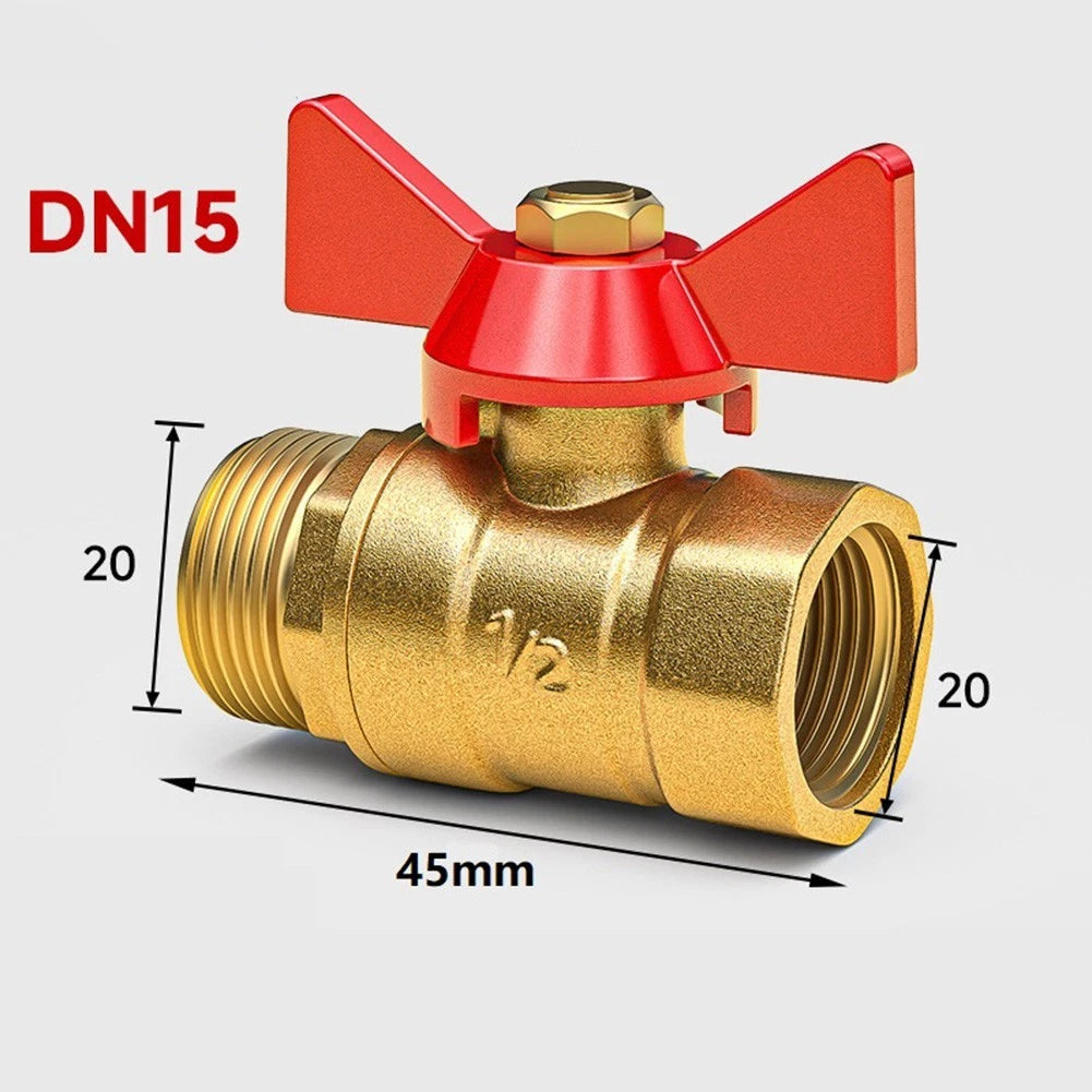 1" Industrial Brass Ball Valve with Red Wing Handle for Water Control