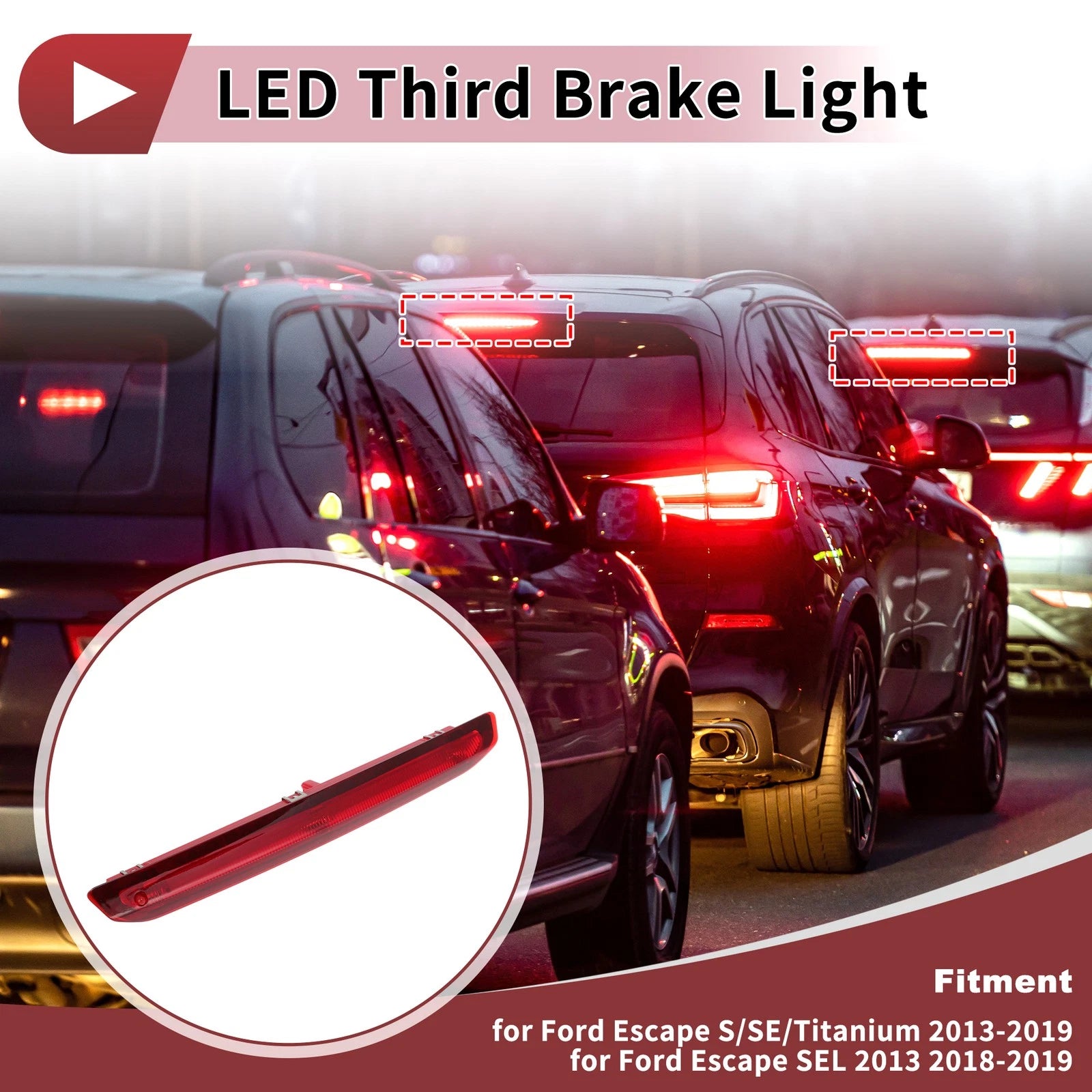 LED Third Brake Light for Ford Escape (2013–2019) No.CJ5Z13A613B