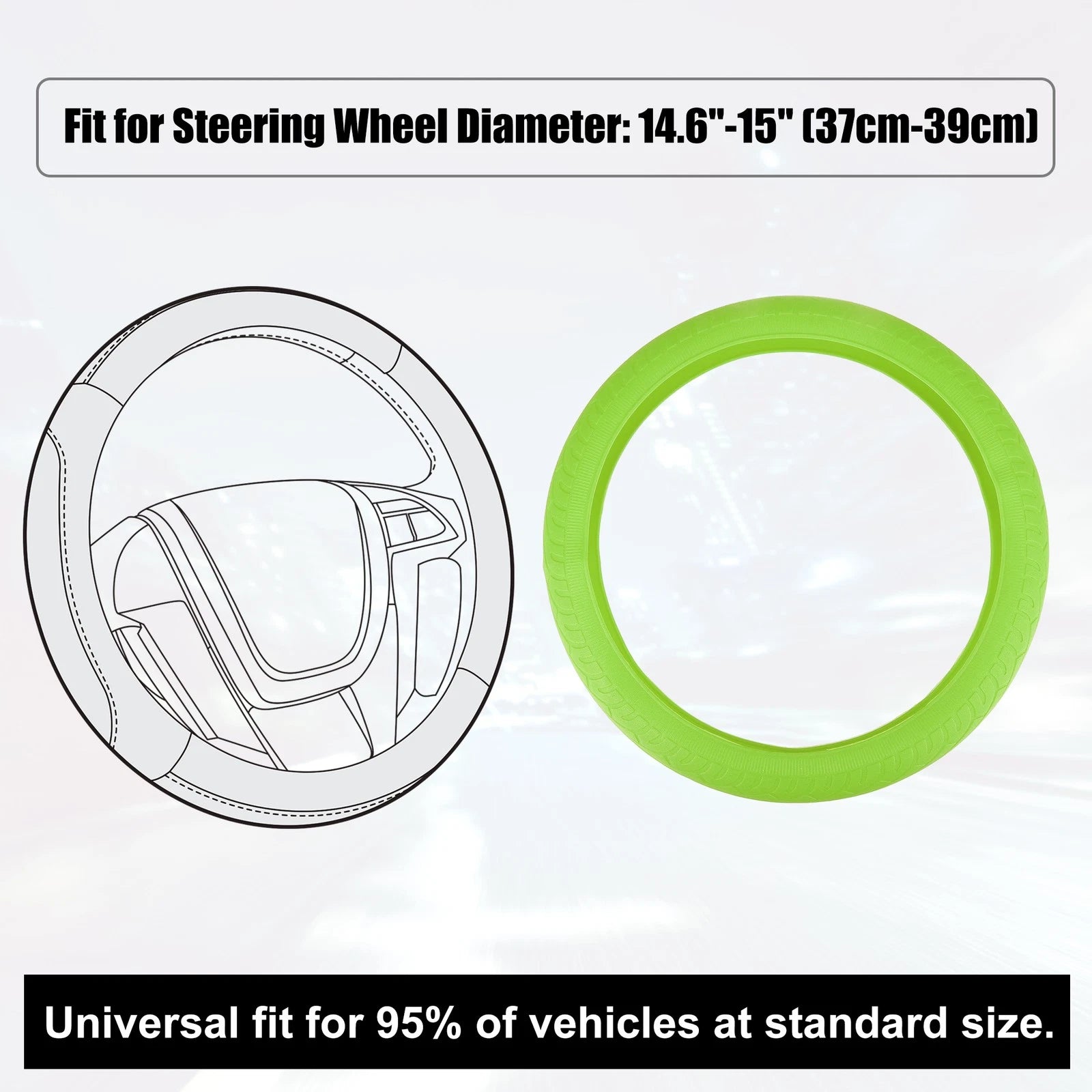 Universal Silicone Steering Wheel Cover 14.6" Green