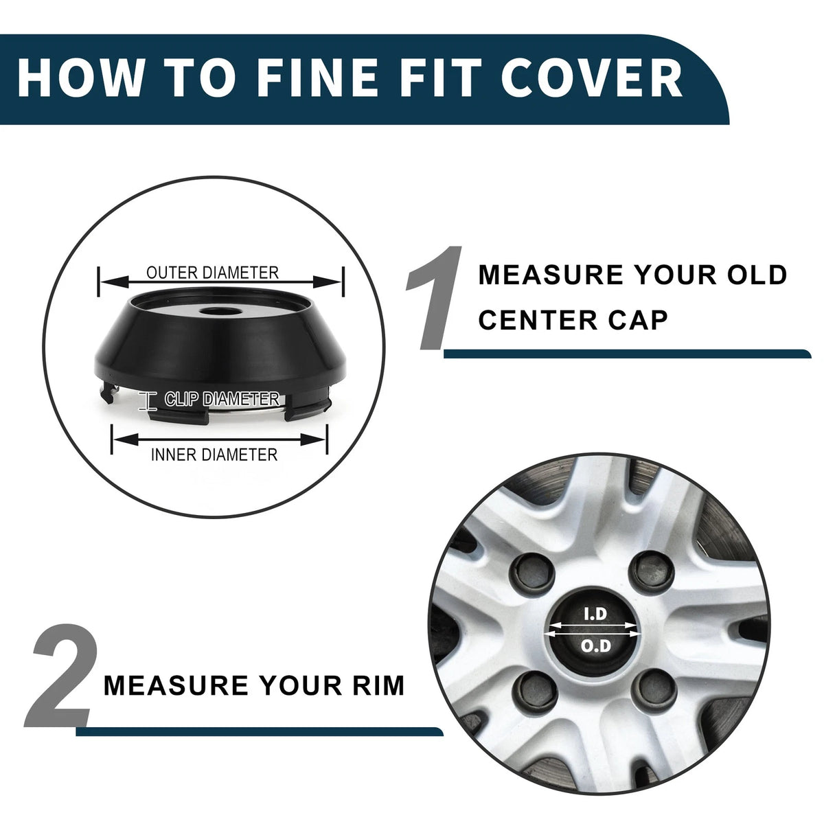 Set of 4 Wheel Center Hub Caps for (65mm, 56mm OD)