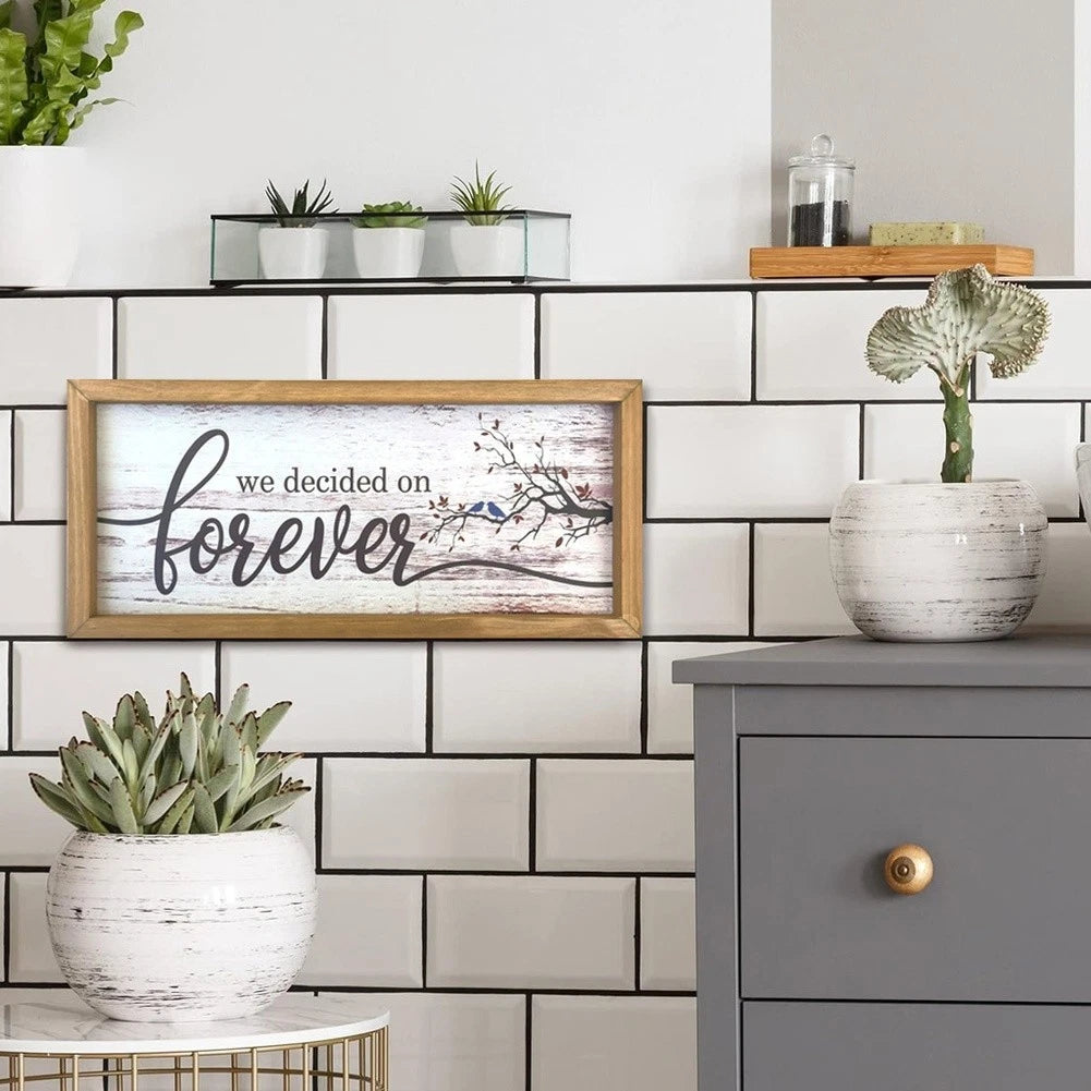 Natural Rustic Wooden Frame Wall Decor Sign for Home