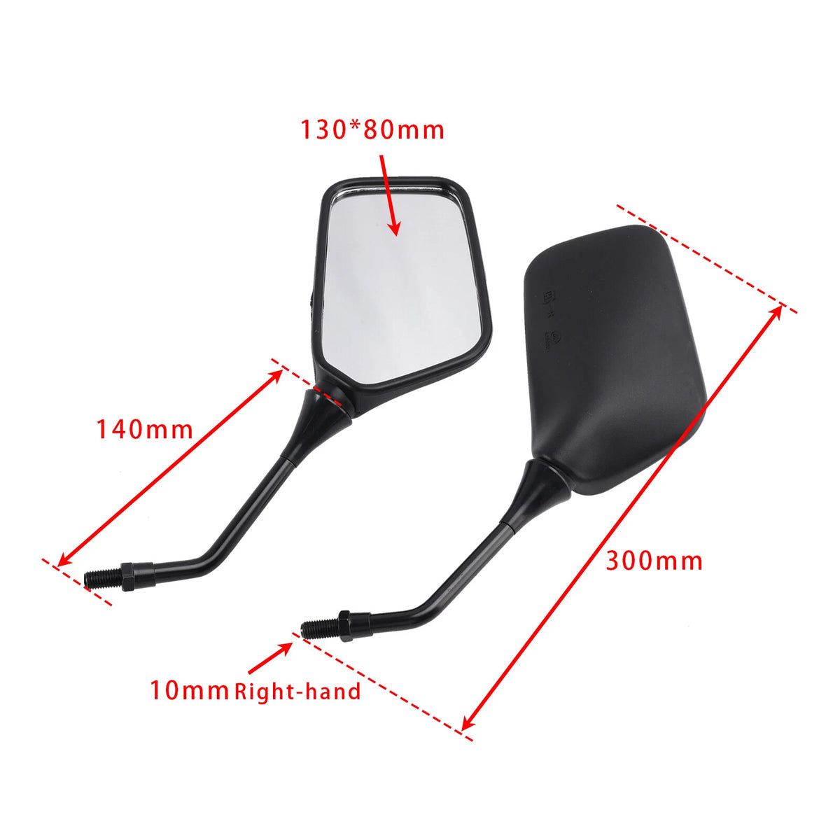 Pair Black Rearview Mirrors for Kawasaki KLR250 KLR600 KLR650 (M10)
