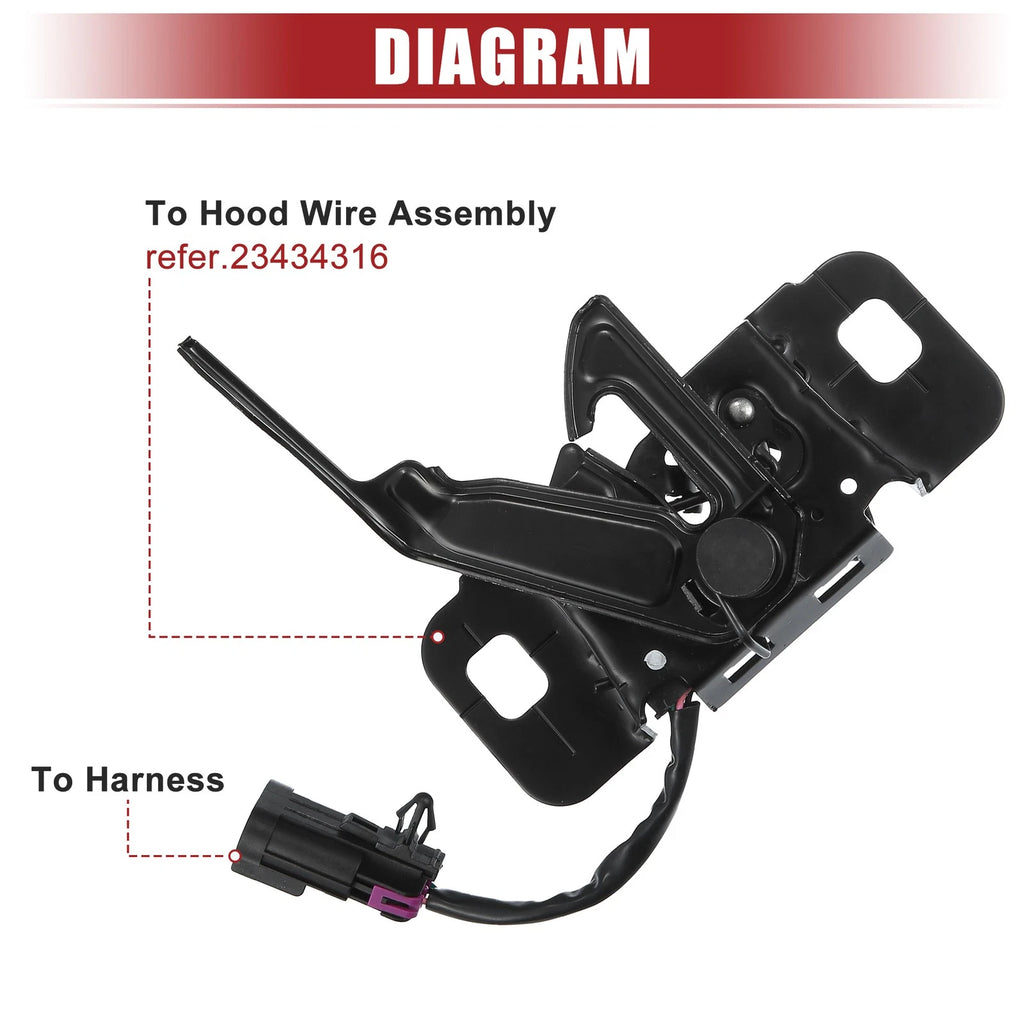 Car Hood Latch With Sensor Replacement Fit for Chevrolet Malibu (2013–2019)