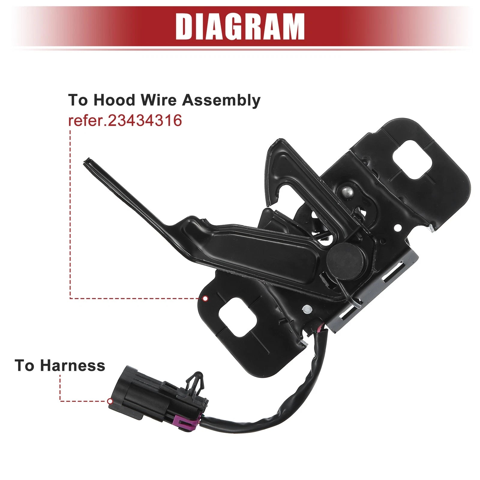 Car Hood Latch With Sensor Replacement Fit for Chevrolet Malibu (2013–2019)
