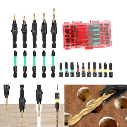20PCS Countersink Drill Bits and Driver Bits Set with Hex Shank