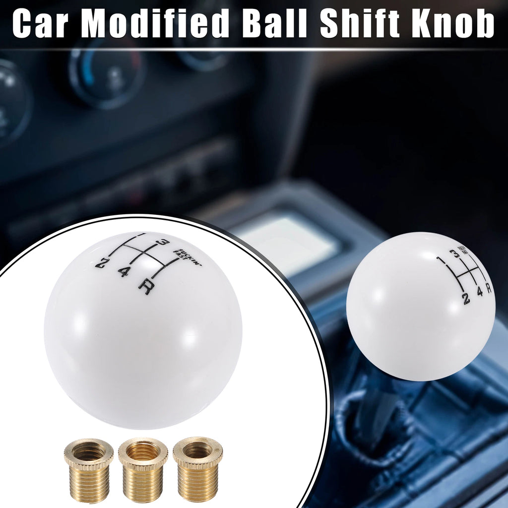 Set of 4 Manual 4 Speed Ball Gear Shift Knobs Universal White with Adapters