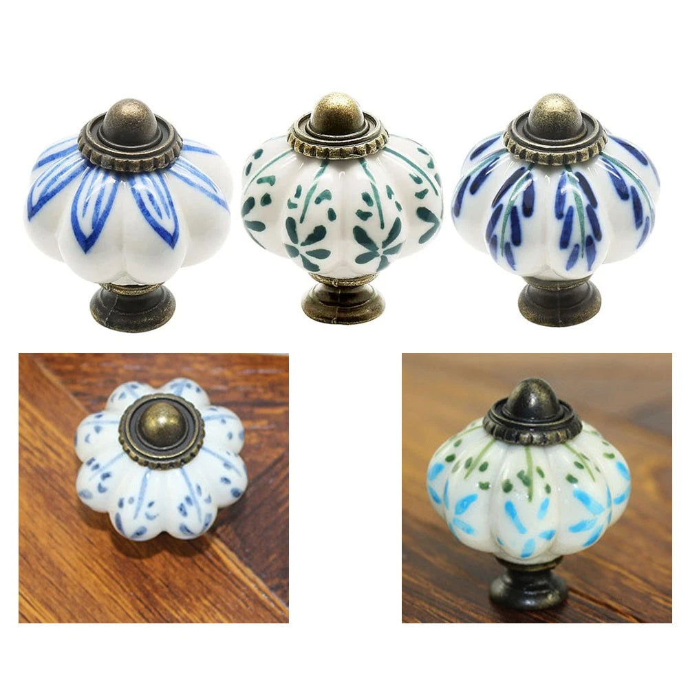 Set of 6 Pumpkin Ceramic Drawer Knobs for Dresser Hardware