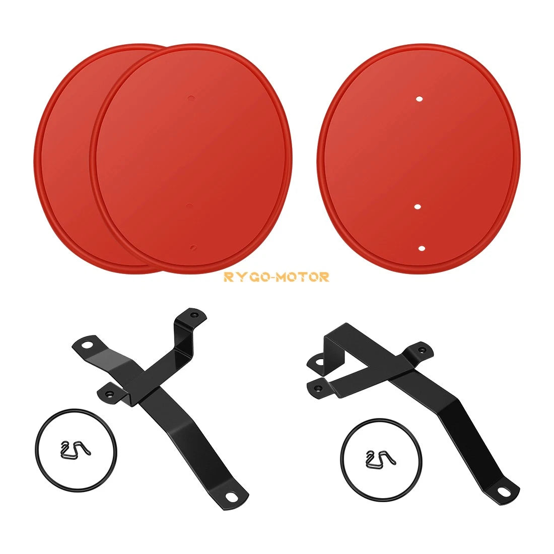3 Red Number Plates for Honda Z50 Z50R (1979–1987) w/ Brackets & Clips