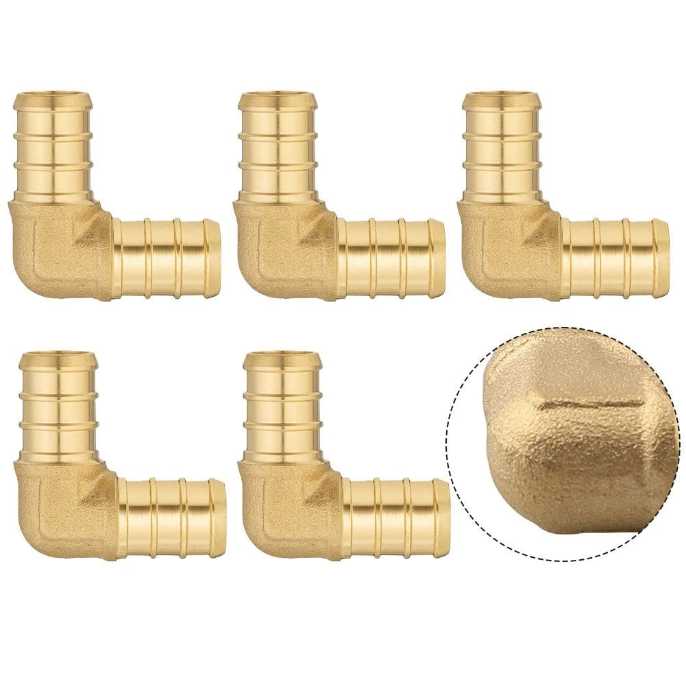 Set of 5 Brass PEX 90 Degree Elbows for Plumbing and Heating