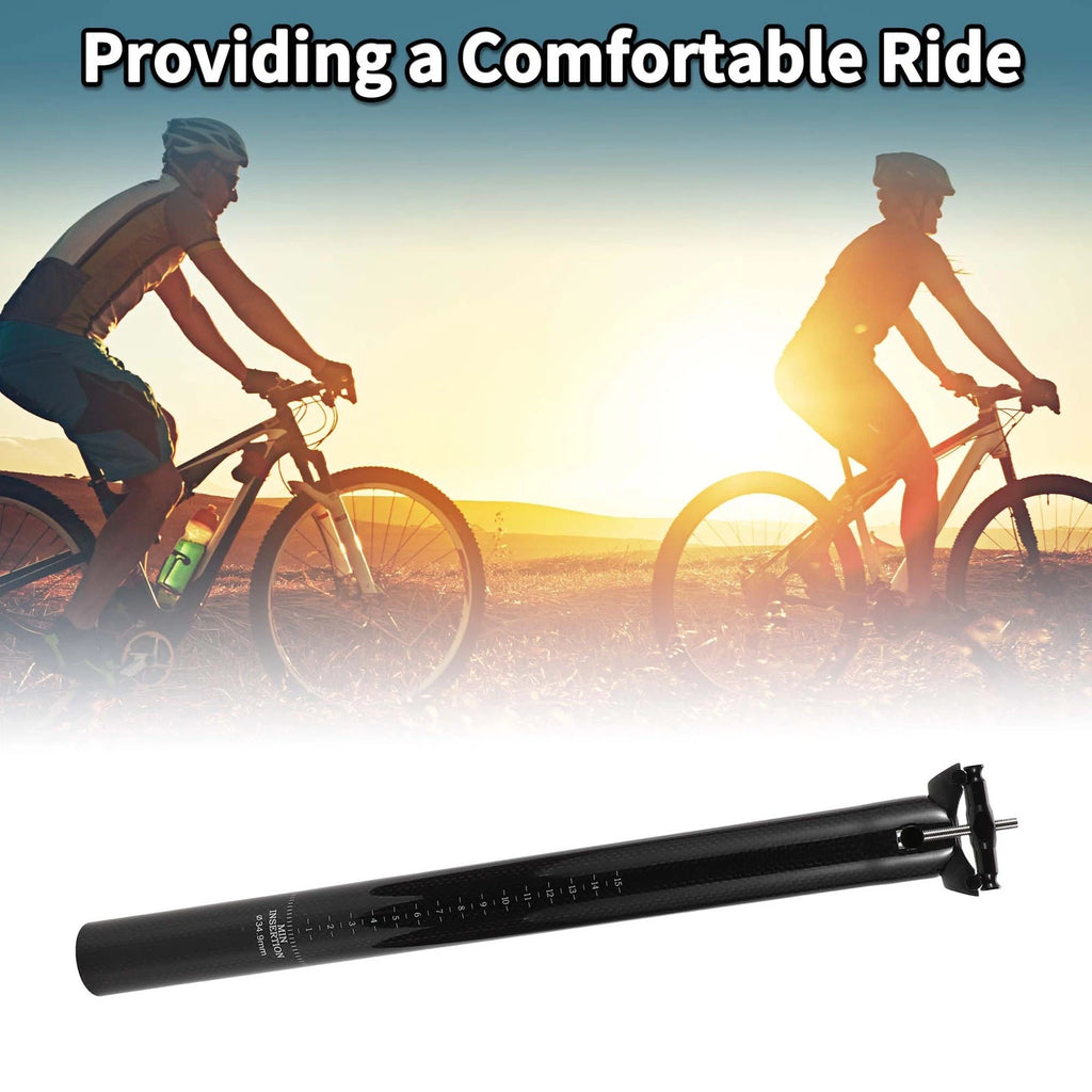Seatpost 34.9x400mm Replacement for Bike Saddle Post Gloss Black Carbon Fiber