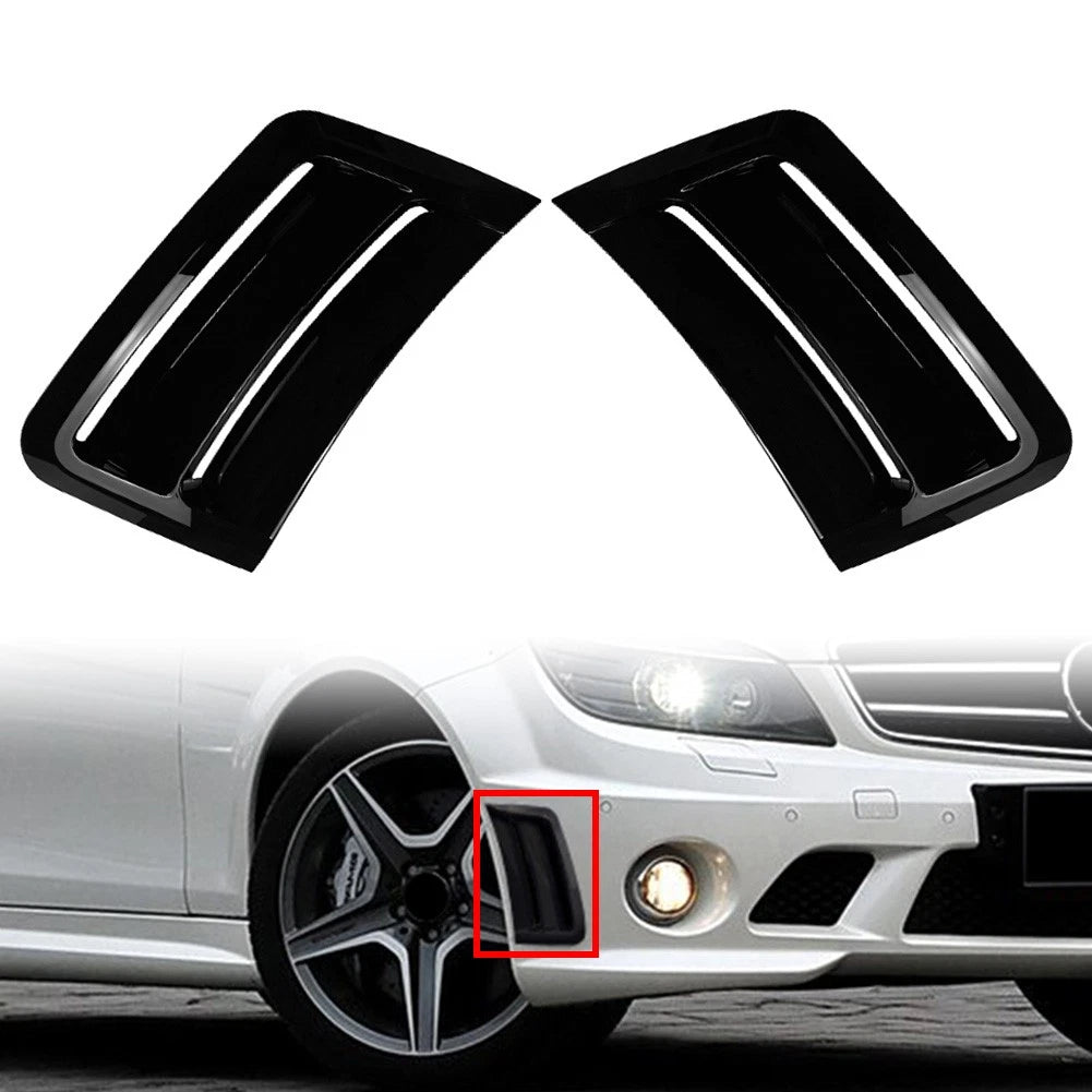Glossy Black Front Side Air Vent Spoiler For Benz C Class W204 S204 C63 2007-10