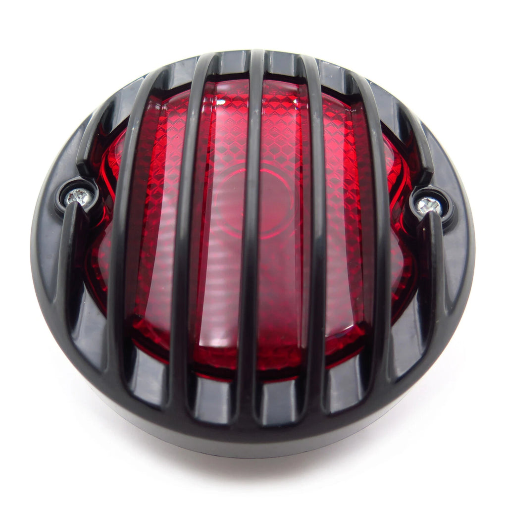 LED Tail Brake Light Grille for HTTMT Motorcycle (Ribbed, Black Plastic)