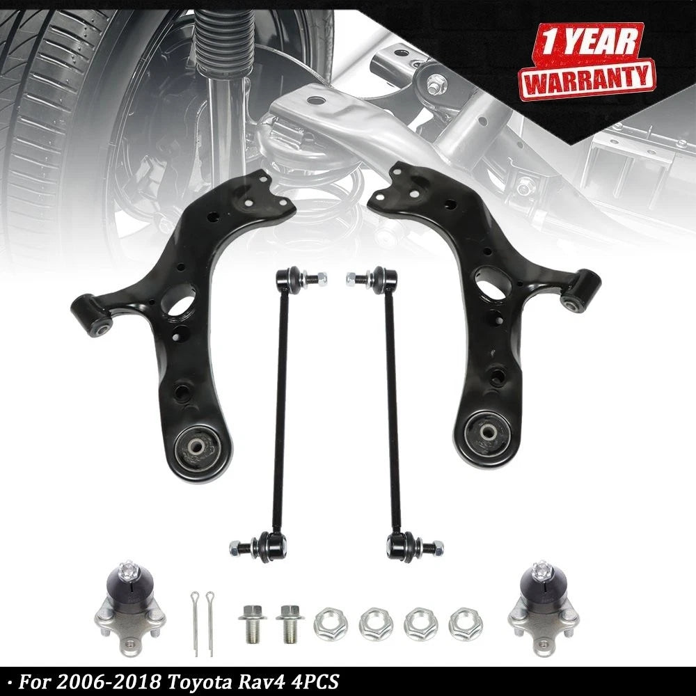 Set of 4 Front Lower Control Arms + Sway Bar Links for Toyota RAV4 (2006–2017)