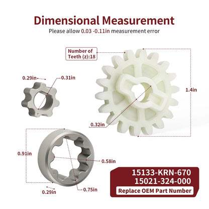 Oil Pump Driven Gear w/ Rotor Set for Honda CRF250R (2004–2009), CRF250X (2004–2017)