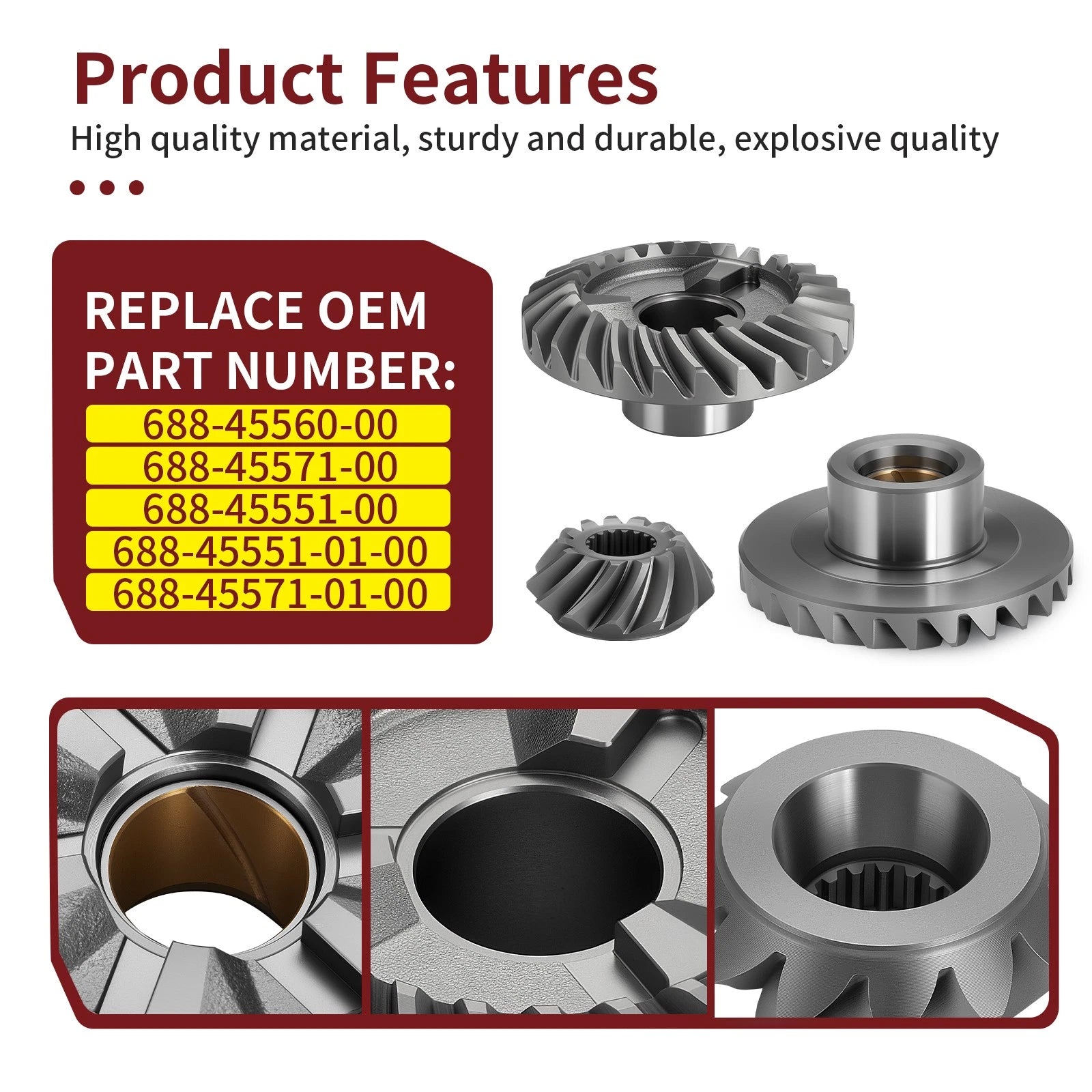 Gear Set for Yamaha 75-90HP Outboard (688-45560-00, 688-45571-00, 688-45551-00)