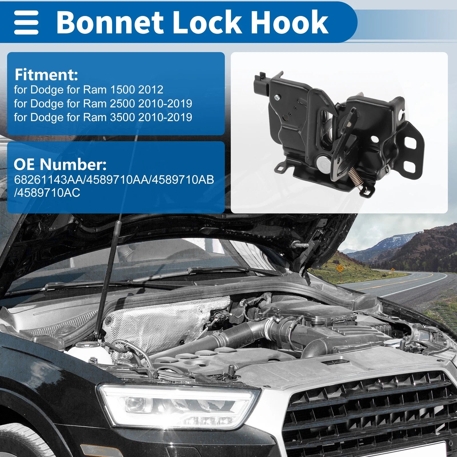 Hood Latch Assembly for Dodge Ram 1500 (2012) No. 68261143AA