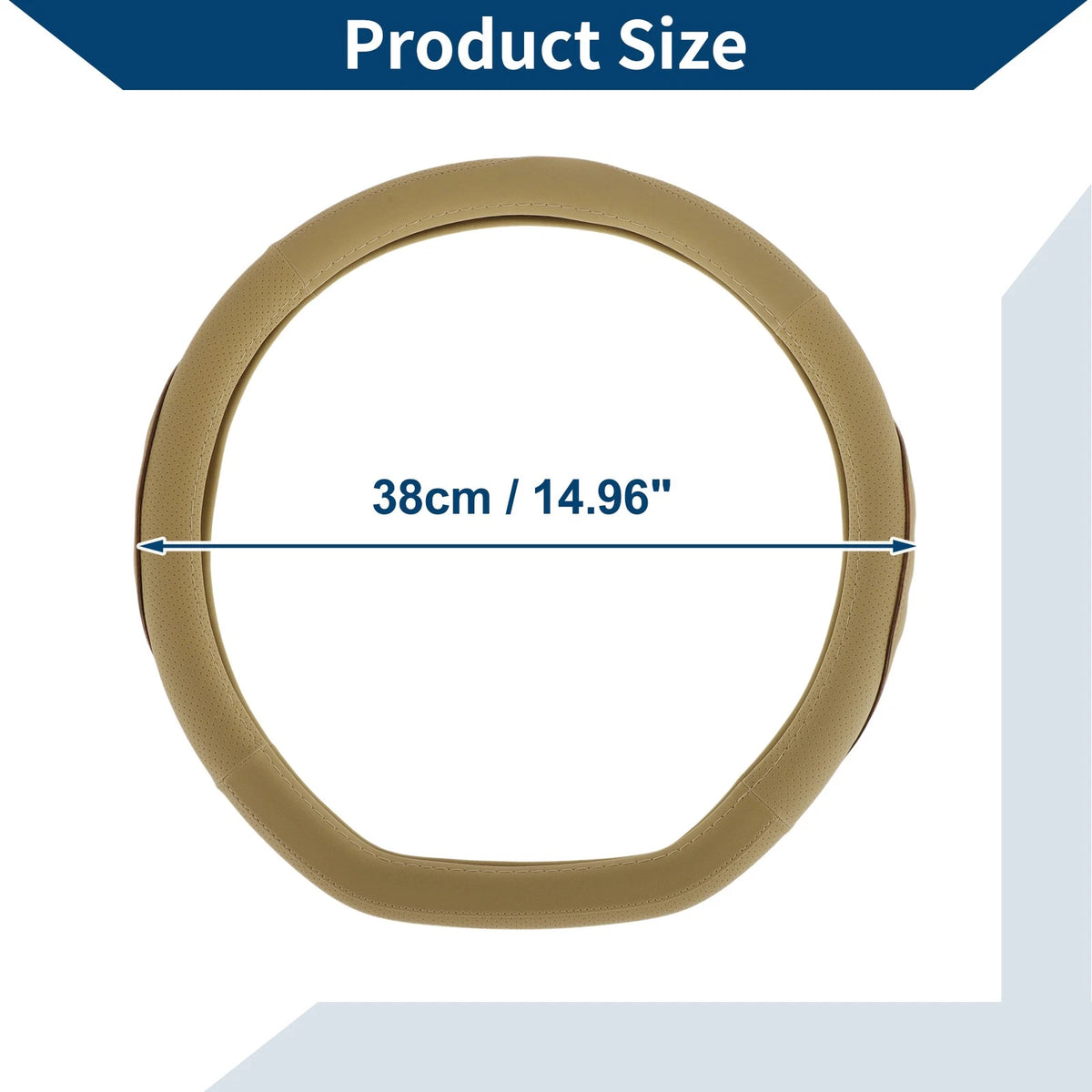 Rubber Steering Wheel Cover for Universal Vehicles (14.96", Beige)