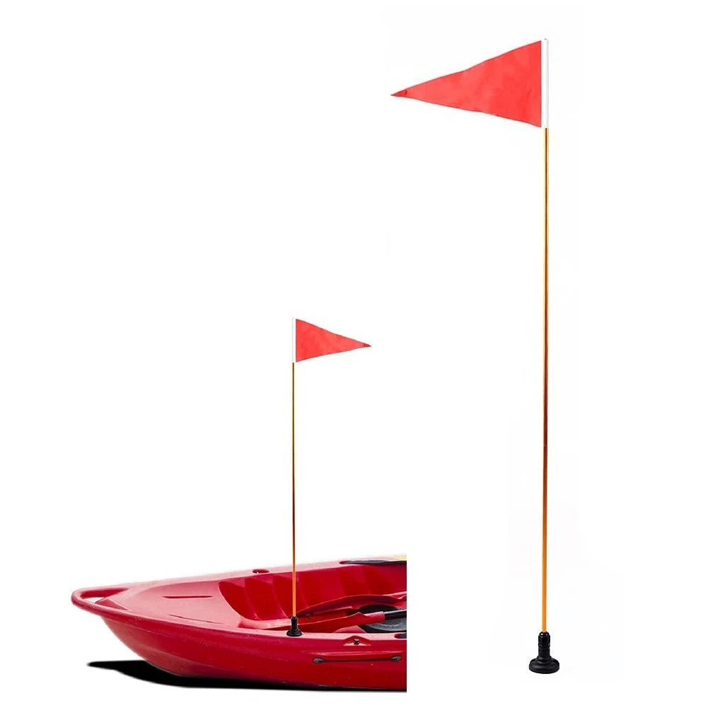 Aluminum Flag Pole Kit for Kayak (120cm) - Foldable Red Banner & Mount Base