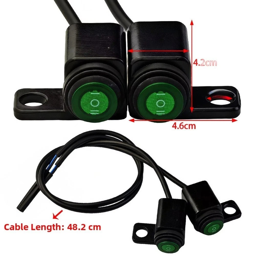 Aluminum 3 Position Waterproof Switch with Green Button for Motorcycle