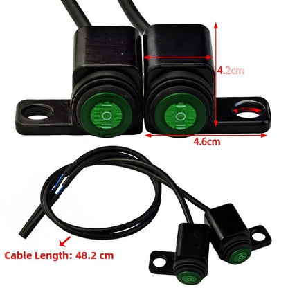 Aluminum 3 Position Waterproof Switch with Green Button for Motorcycle