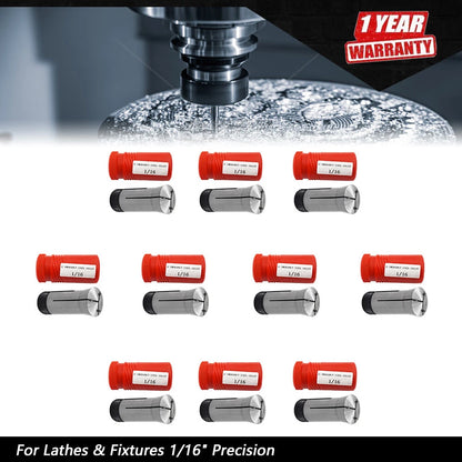 10x 5C Emergency Steel Collet 1/16" for Lathes & Fixtures (Precision)