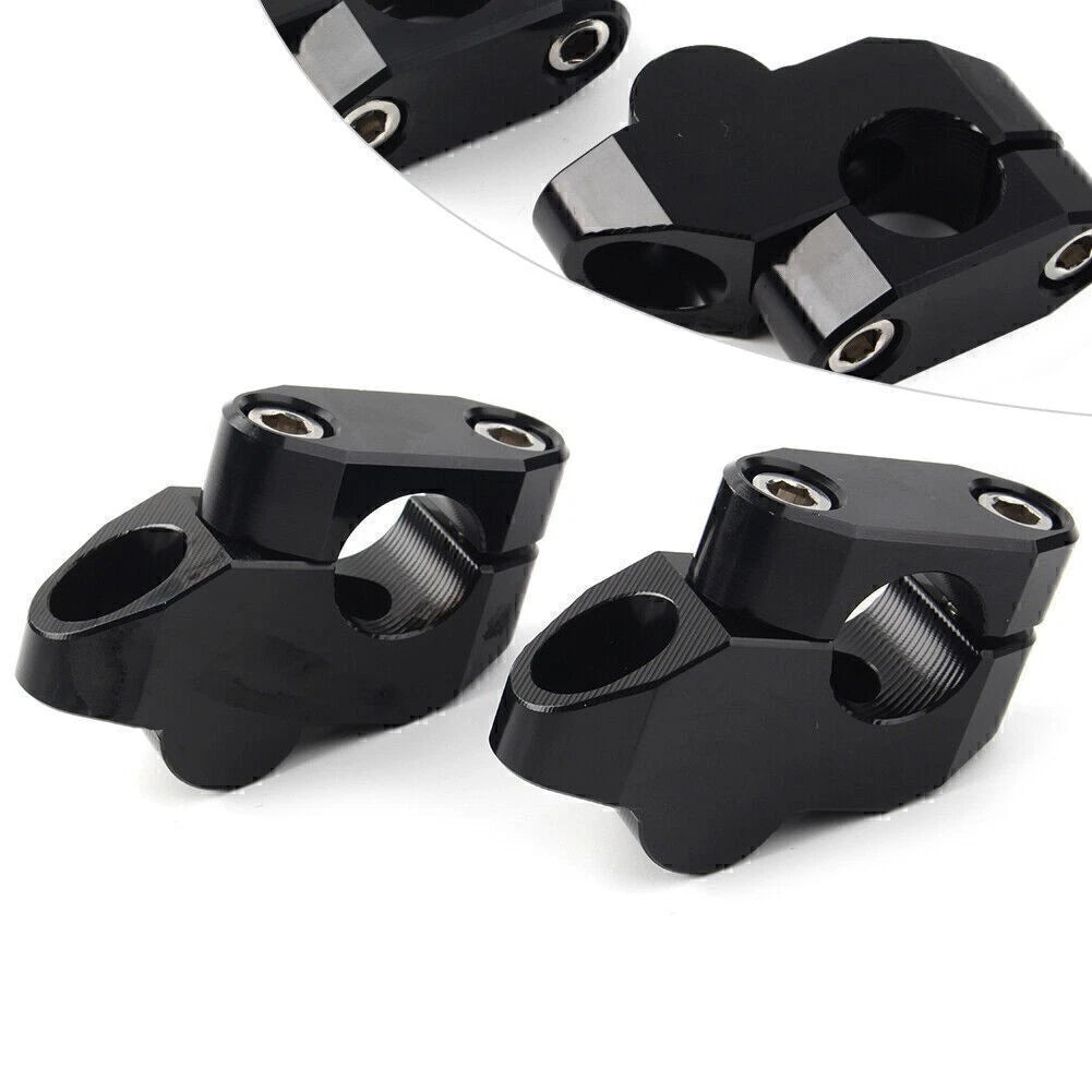 2X Handlebar Bar Extension Risers for Motorcycle (Black)