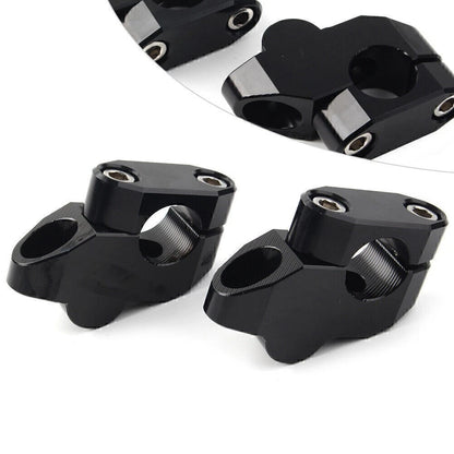 2X Handlebar Bar Extension Risers for Motorcycle (Black)