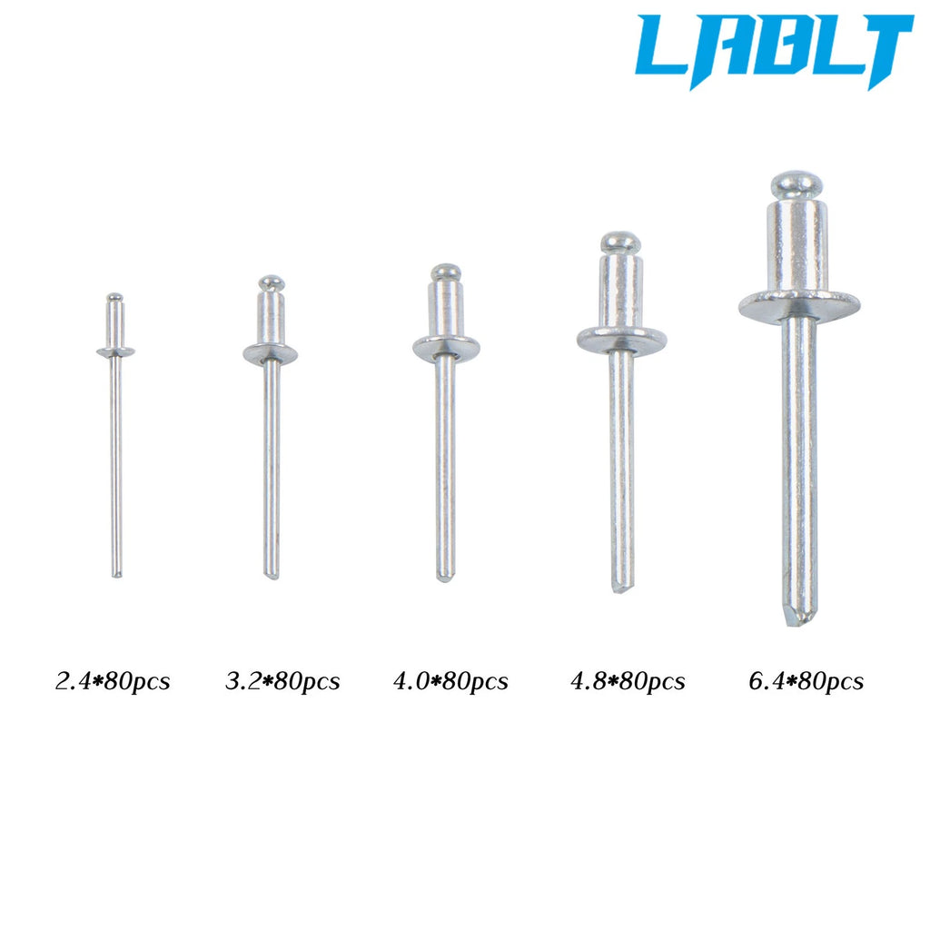 Riveting Gun Tool Set for LABLT (9.5") - 400 Rivets, 5 Size Heads