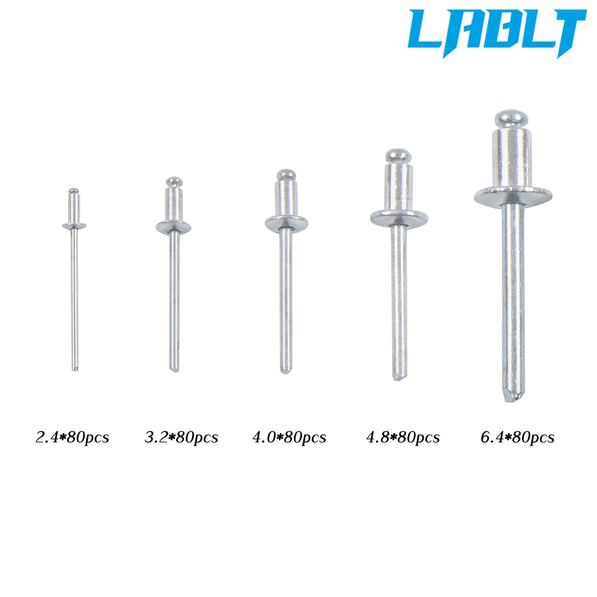 Riveting Gun Tool Set for LABLT (9.5") - 400 Rivets, 5 Size Heads