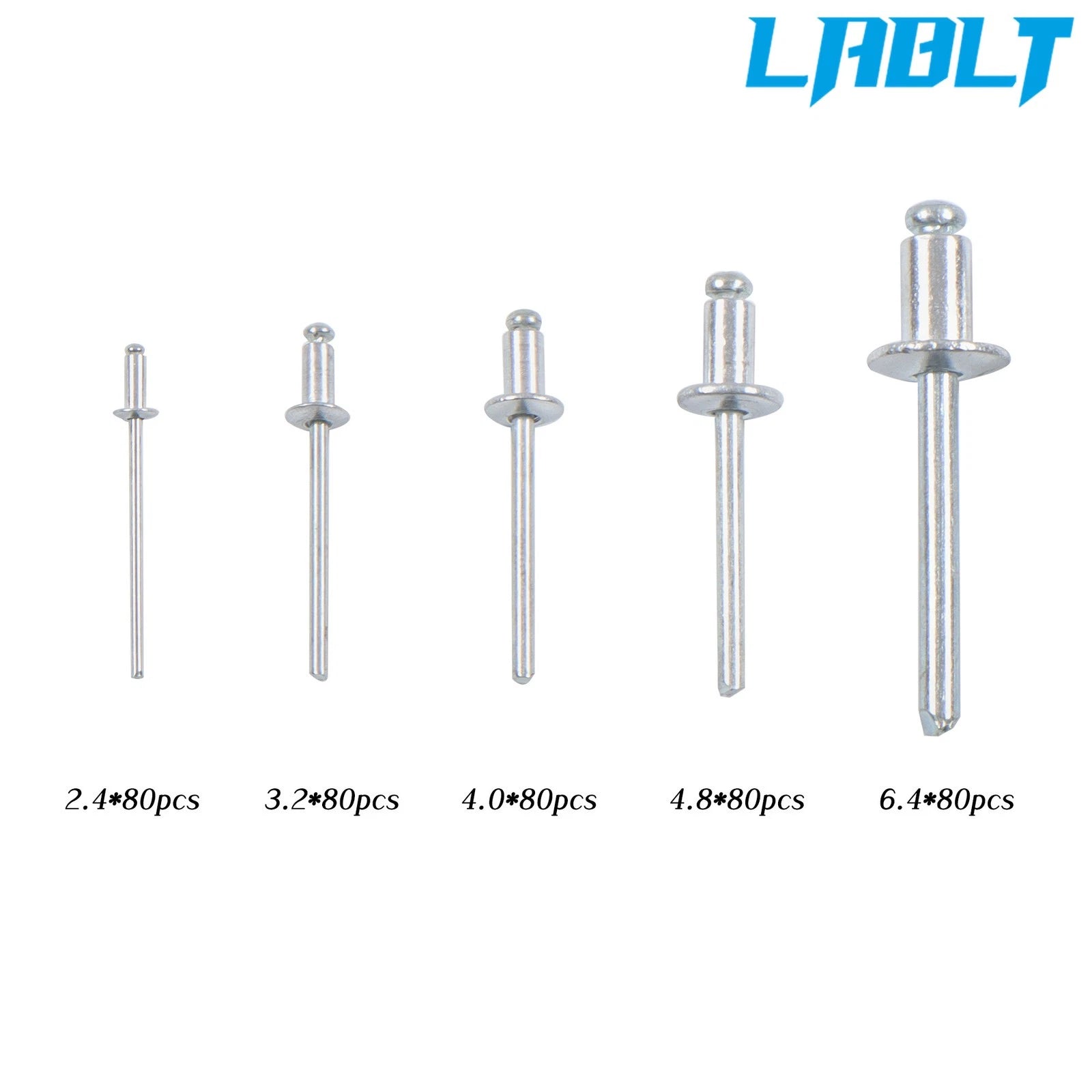 Riveting Gun Tool Set for LABLT (9.5") - 400 Rivets, 5 Size Heads