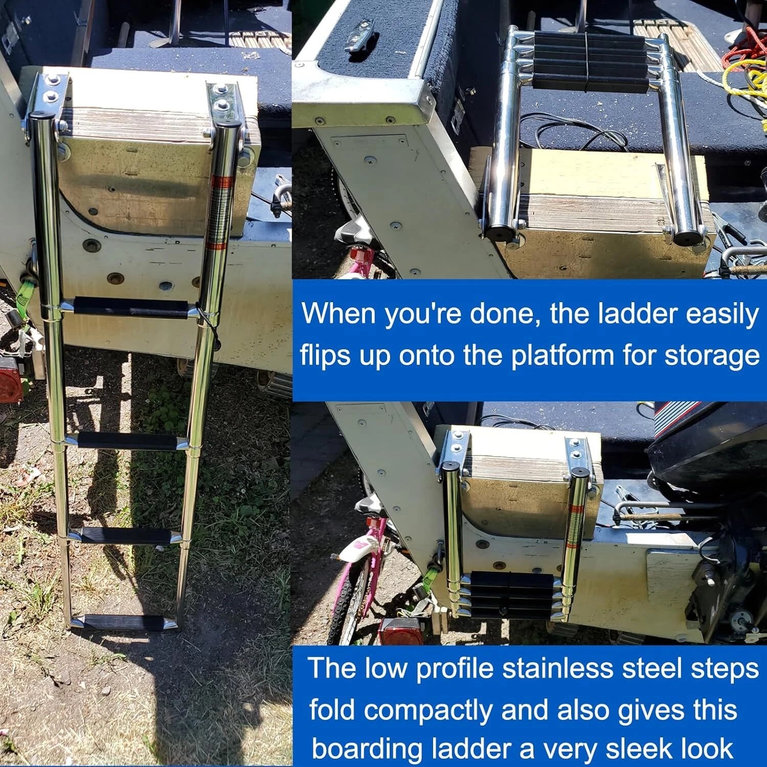 4 Steps Stainless Telescoping Boat Ladder for Pontoon (Marine)