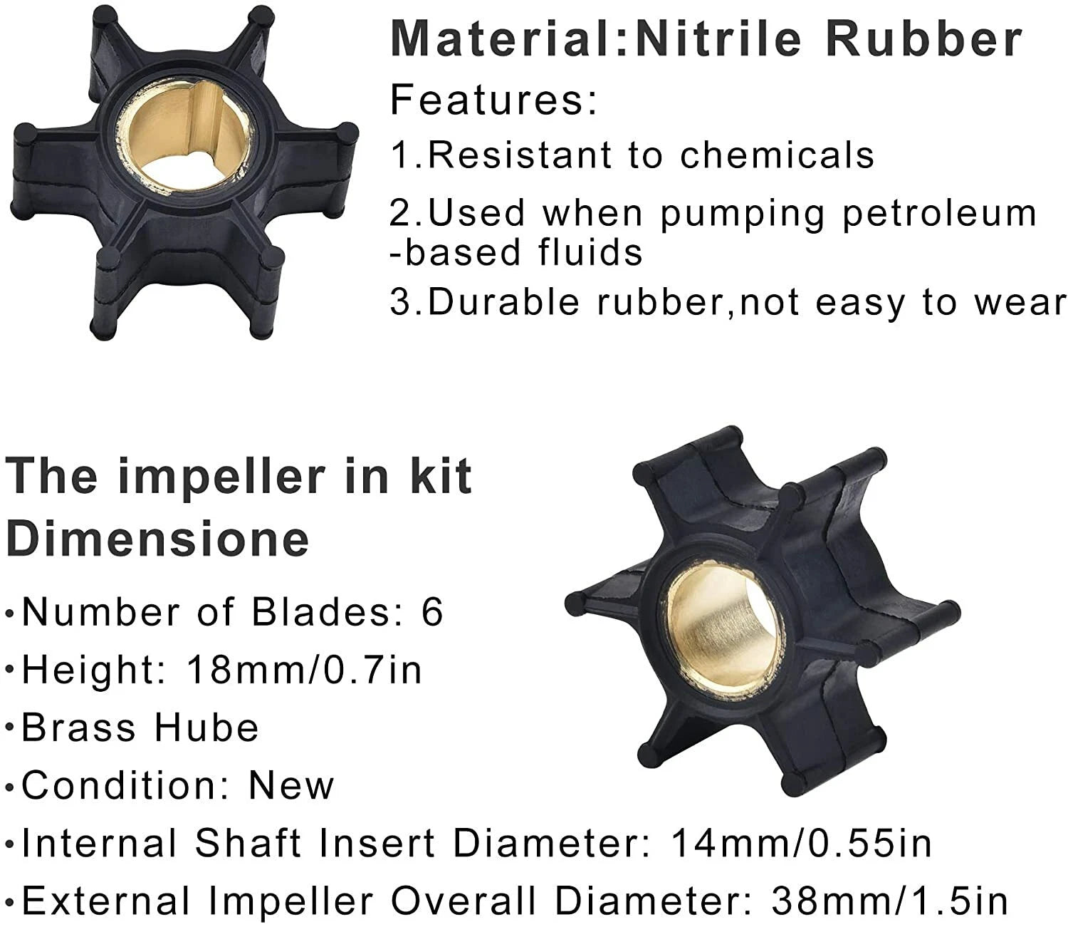 Water Pump Impeller Kit for Johnson Evinrude 9.9 15 Hp (391698, 394711, 18-3327)